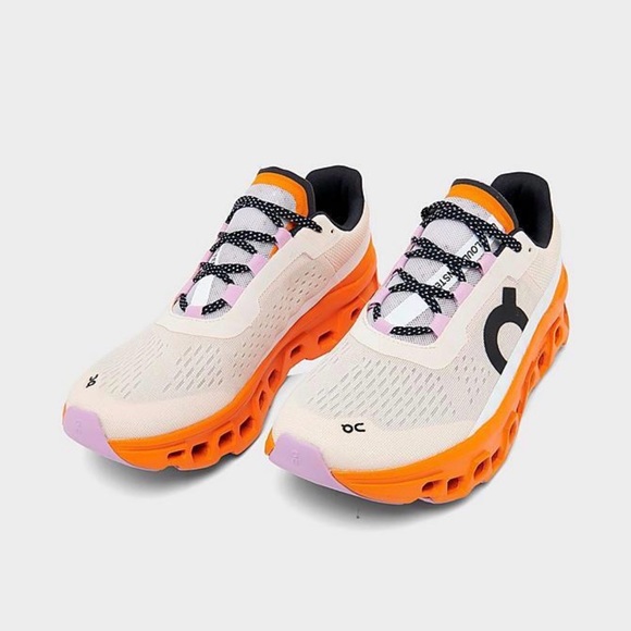 On Clouds Shoes - ON clouds Women's Athletic Shoes - White and Orange Accents